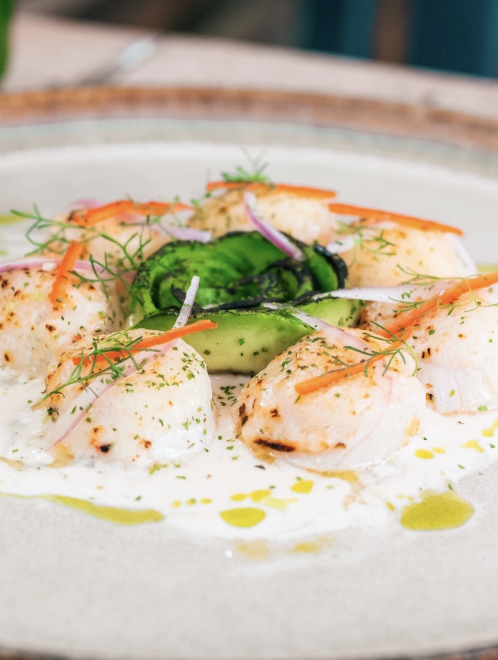 A plated fish dish at Sirena de Juan in Mancora